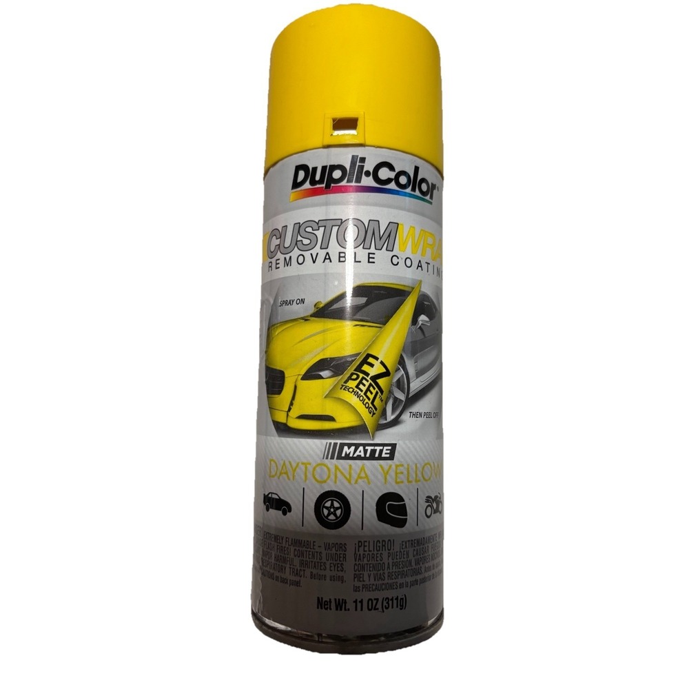 Dupli-Color Custom Wrap 11oz Peelable Spray Paint – Daytona Yellow – New